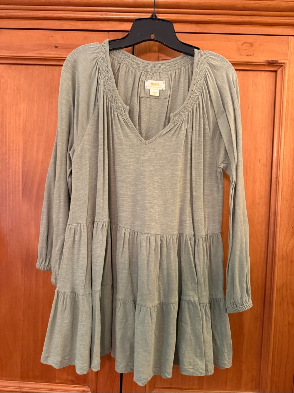 Anthropologie Maeve Sage Green Long Tunic Top L
